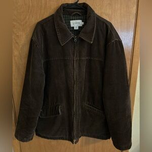 J.Crew Jacket Men’s L Tan Brown Corduroy Plaid Flannel Lined Full Zip Workwear